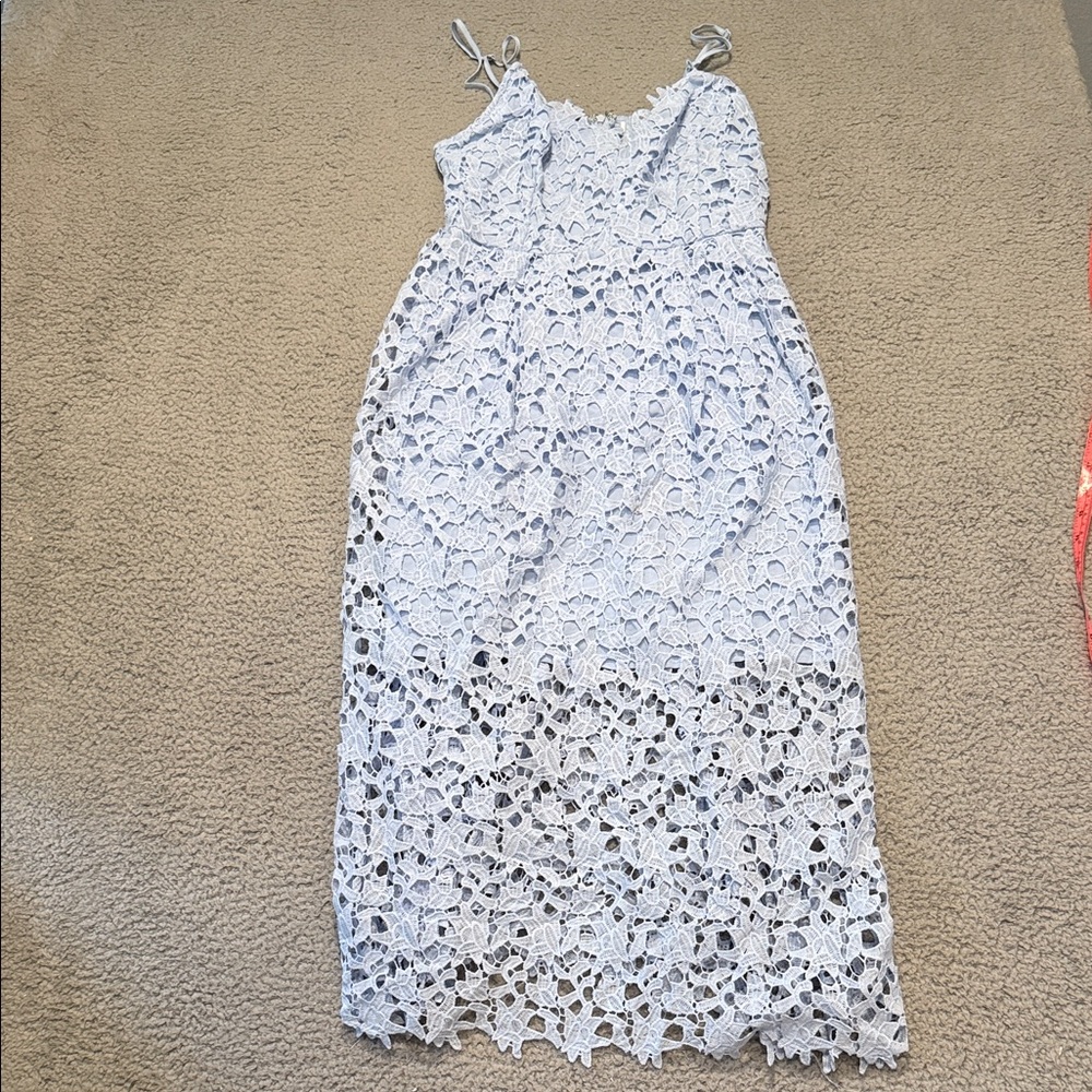 Astr the label Light Blue Lace Midi Dress Women's Size L